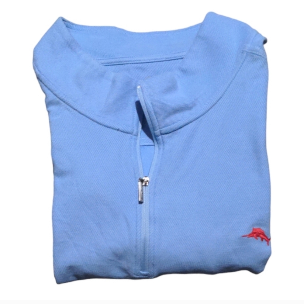 Tommy Bahama Shirt Men's Blue 3XL Long Sleeve 1/4 Zip Islandzone.